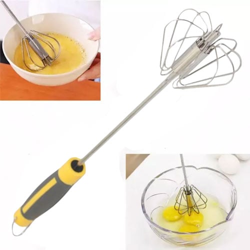 Semi Auto Stainless Steel Whisk - Yellow