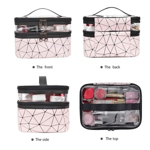 Double Layer Transparent Makeup Storage Bag - Nude Pink