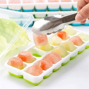 Silicone Ice Cube Tray With Lid - Bright Green