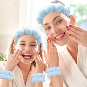 Sweet Beauty Spa Headband & Wristband Set - Baby Blue