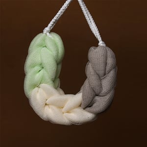 JunMei Spa Long Bath Sponge - Light Pastel Grean Cream Gray