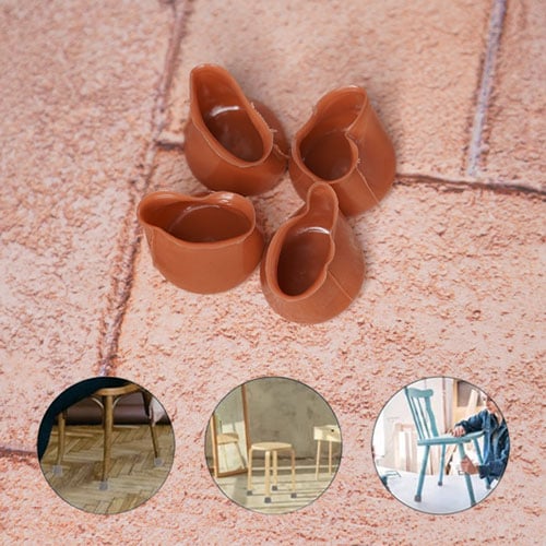 Round Shape Silicone Chair Leg Cover 4pcs - Dark Tan