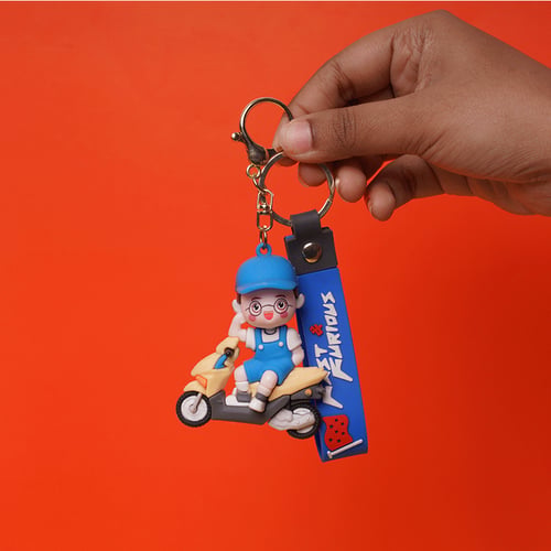 Silicon Scooty Boy Keyring - Blue