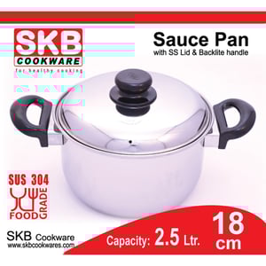 SKB Sauce Pan with SS Lid & Backlite Handle - 18cm
