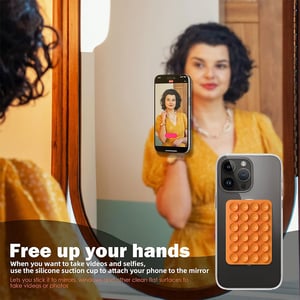 Adhesive Silicone Suction Phone Holder - Orange