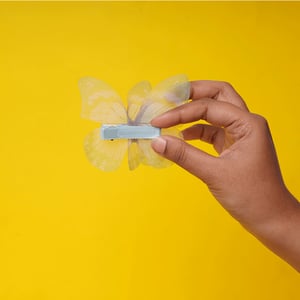 Semi Transparent Net Butterfly Hairclip 1pcs - Bight Green & White