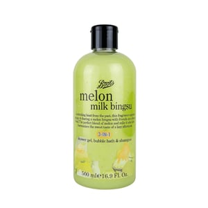 Boots Melon Milk Bingsu 3-in-1 Shower Gel, Bubble Bath & Shampoo 500ml  •