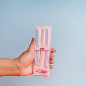 Keli Eyebrow Razor 3pcs (TM1208) - Baby Blue Peach Pink Purple