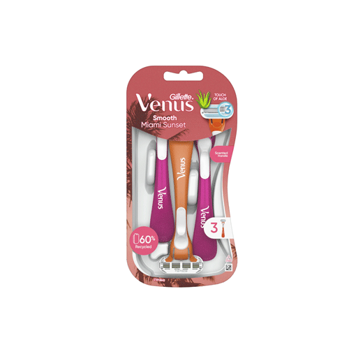 Gillette Venus Miami Sunset Smooth Disposable Razors 3 Pieces •