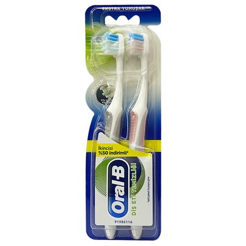 Oral-B Gum Cleaning Toothbrush 2pcs - Grey & Baby Pink