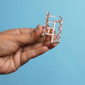 Rectangle Shape Rhinestone Metal Hair Clip - Bronze
