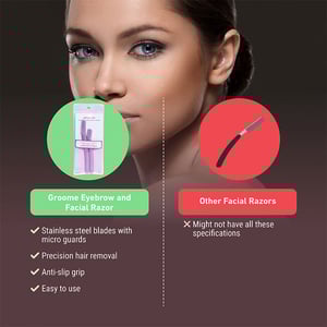 Groome Eyebrow And Facial Razor 2pcs - Pale Magenta