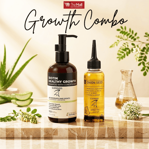 Guerniss Raw Biotin Healthy Growth Shampoo With Conditioner 250ml With Guerniss Raw Onion Seed Hair Oil 100ml Combo
