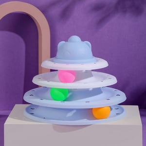 Spot Four Layer Color Matching Cat Round Play Board - Sky Blue