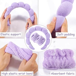 Sweet Beauty Spa Headband & Wristband Set - Purple
