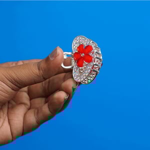 Heart Shape Rhinestone Hair Clip - Red