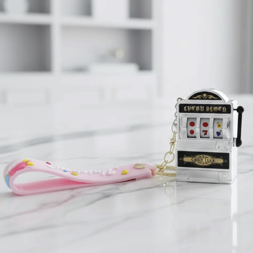Lucky Jackpot Machine Toy Key Ring - Silver