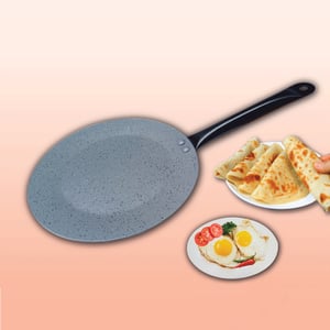 Non Stick 3 ply Ruti Tawa Black SS Pipe Handle - 26cm •