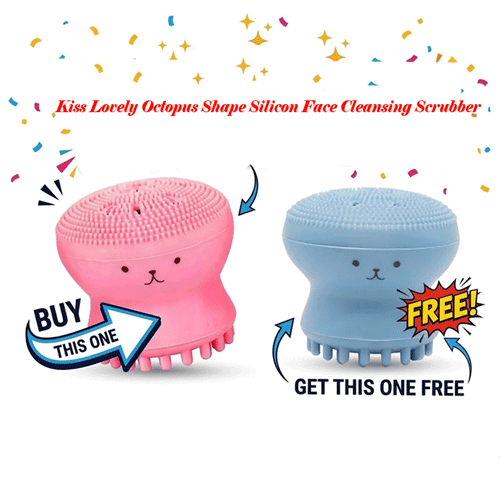 Kiss Lovely Octopus Shape Silicon Face Cleansing Scrubber - Peach Pink (Get Kiss Lovely Octopus Shape Silicon Face Cleansing Scrubber - Baby Blue Free)
