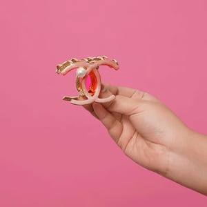 Chanel Style Metal Hair Clip - Pink