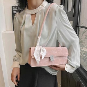 Velvet Finishing Stylish Bag For Women - Pink