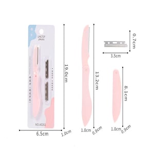 LMLTOP Folding Eyebrow Knife With Extra 2 Blades - Baby Pink