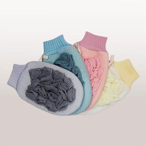 2 in 1 Exfoliating Glove Bath Scrubber - Light Yellow