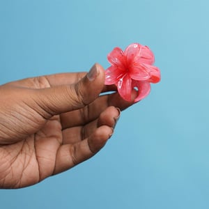 Glossy Plumeria Flower Shape Hair Clip - Red