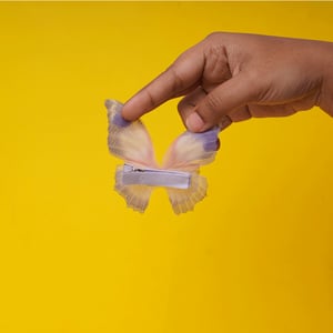 Semi Transparent Net Butterfly Hairclip 1pcs - Purple & White