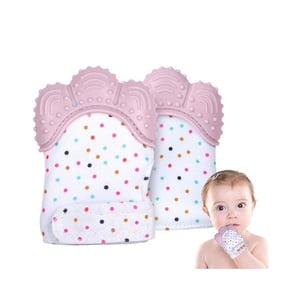 Silicone Teether Mitten Glove - Pink