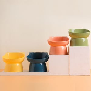 Pipitao Bear Head Plastic Cat Pet Bowl - Yellow