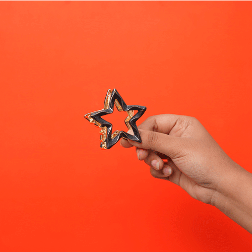 Star Shape Metal Hair Clip -Black