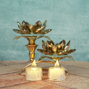 Candle Holder Crystal Glass Flower Decoration
