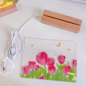 Acrylic Transparent Tulip Wooden Night Light