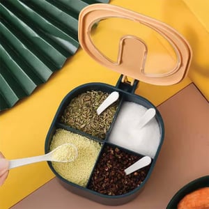 4 in 1 Partition Kitchen Spice Box - Green