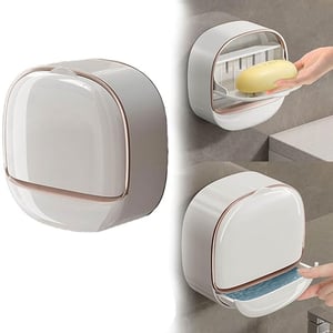 Luxury Waterproof Wall Soap Holder With Drain Tray - White