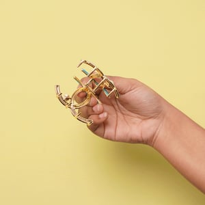 Chanel Style Metal Hair Clip - Teal Green