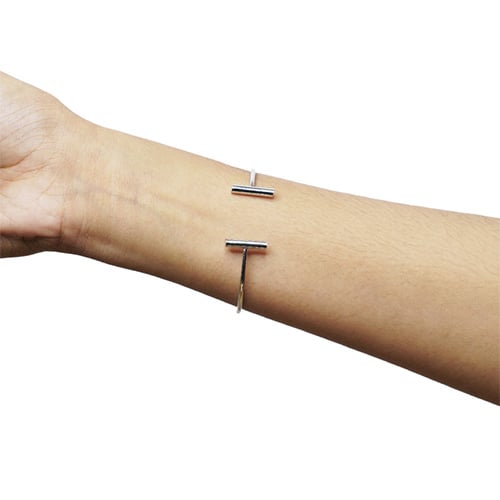 Simple Copper Micro Inlaid Bracelet - Silver (C1)