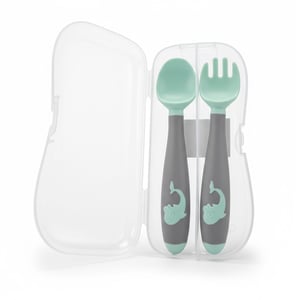 Spoon And Fork Set For Baby - Pistachio