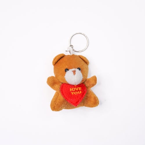 Mini Teddy Bear Key Ring With Kiss & I love You Sound - Brown