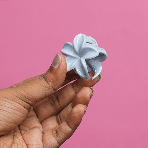 Plumeria Flower Shape Hair Clip - Pastel Blue