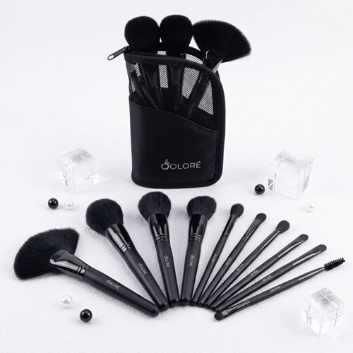 Qolore Makeup Brush Set 10pcs - Black