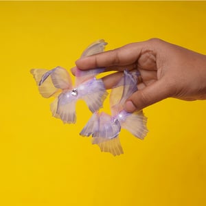 Semi Transparent Net Butterfly Hairclip 1pcs - Purple & White