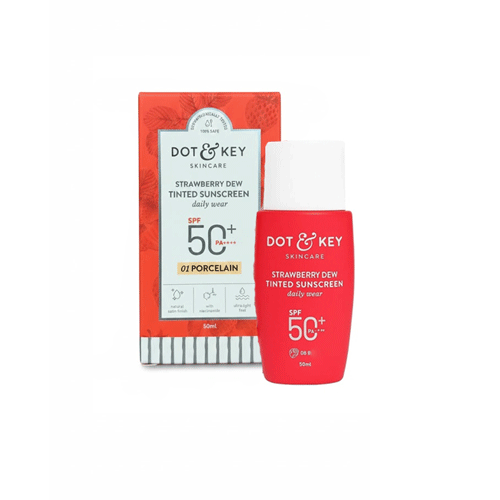 Dot & Key Strawberry Dew Tinted Sunscreen 50ml SPF 50+ PA++++ 01 Porcelain  •