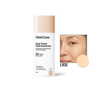 WishCare Daily Fluid Tinted Sunscreen 50ml SPF50 PA++++ L102 •