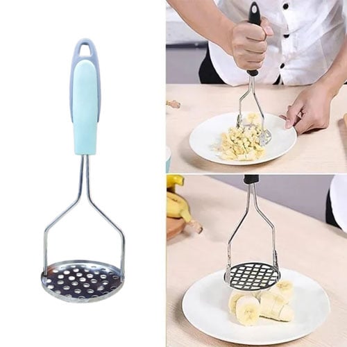 Stainless Steel Potato Masher With Plastic Handle - Pale Teal