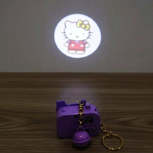 Cute Camera Keychain With Rattle - Pink