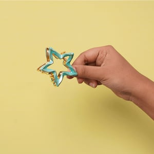 Star Shape Metal Hair Clip - Teal Green