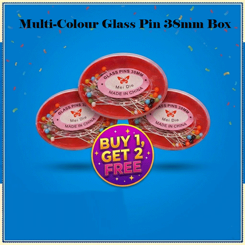 Multi-Colour Glass Pin 38mm Box (Buy 1 Get 2 Free)