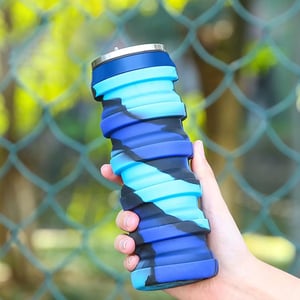 Expandable and Foldable Silicone Bottle - Blue